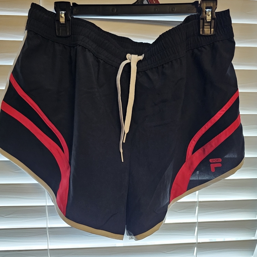 Fila Black and Red Athletic Shorts